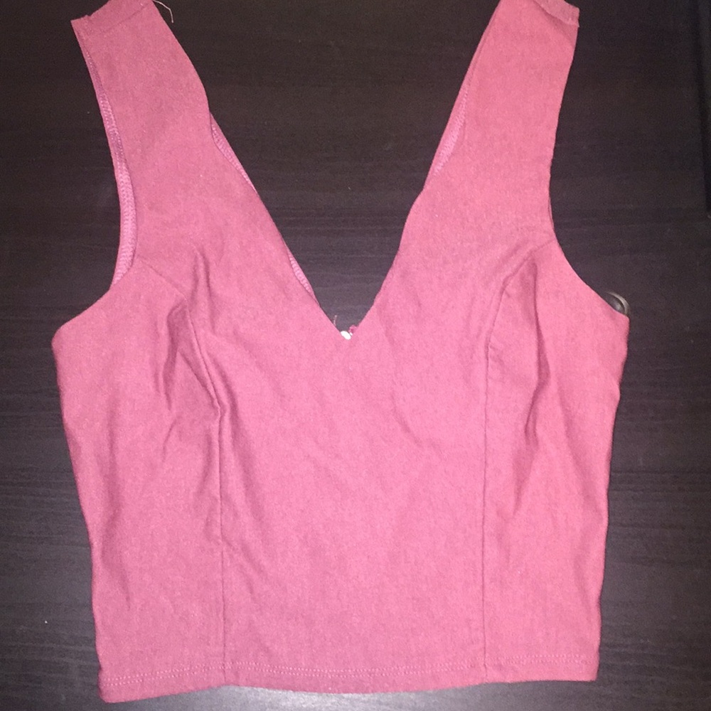 Scalloped Dusty Rose Crop Top (New)